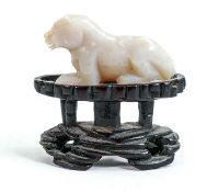 Chinese carved Opal figure of a Tiger: Height 4cm