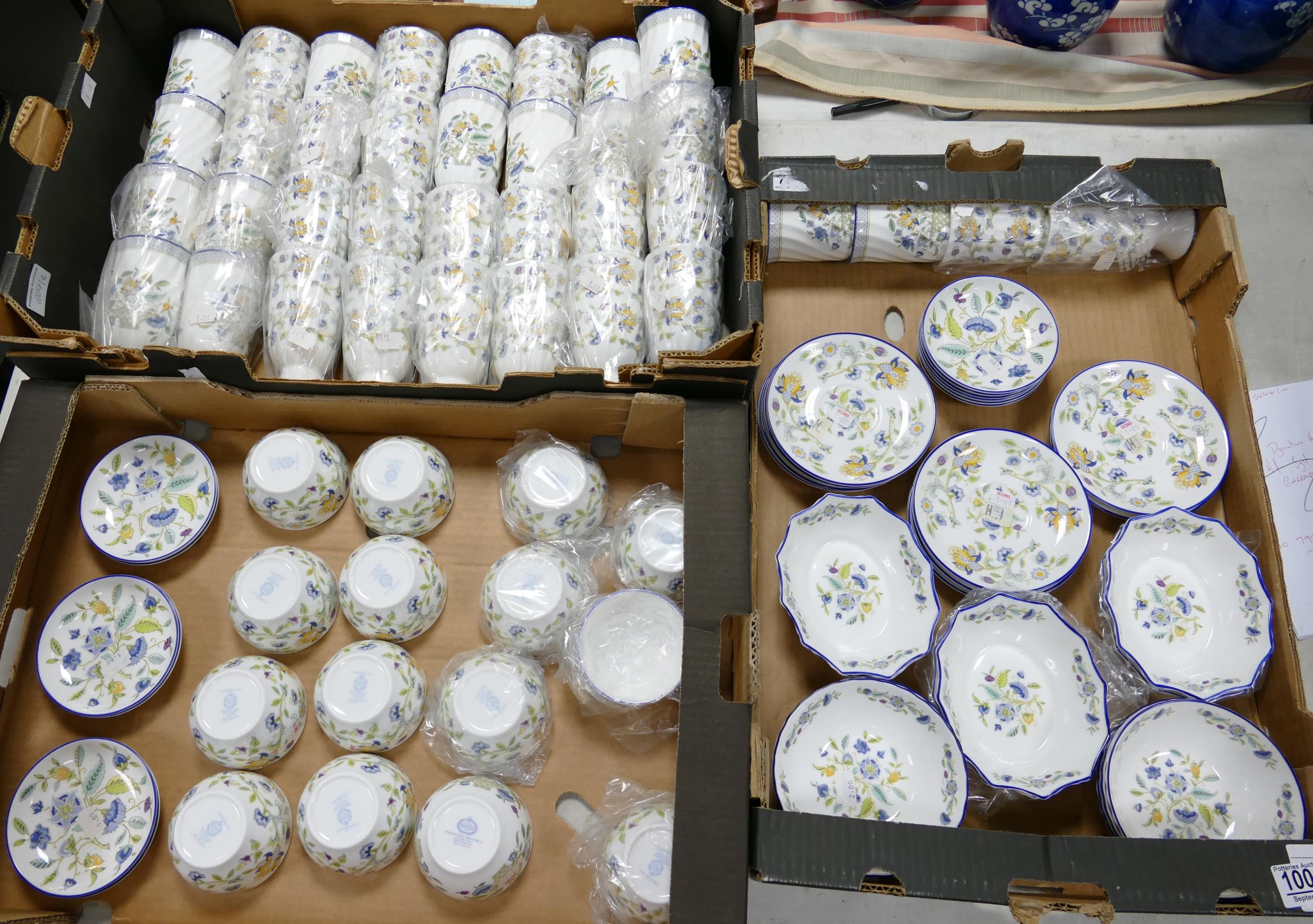 A large collection of Minton Haddon Hall Blue patterned items including, small bowls, vases,
