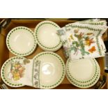 A collection of Portmeirion Ironstone plates, bowls & table cloths
