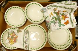 A collection of Portmeirion Ironstone plates, bowls & table cloths