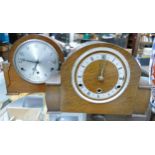 Two oak cased mantle clock