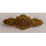 Victorian 9ct gold mourning brooch, metal pin, 2.8g.