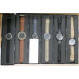 A collection of Modern Eaglemoss Reproduction Divers & Pilots Historic type watches, all boxed (6)