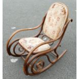 1920s bentwood upholstered rocking chair