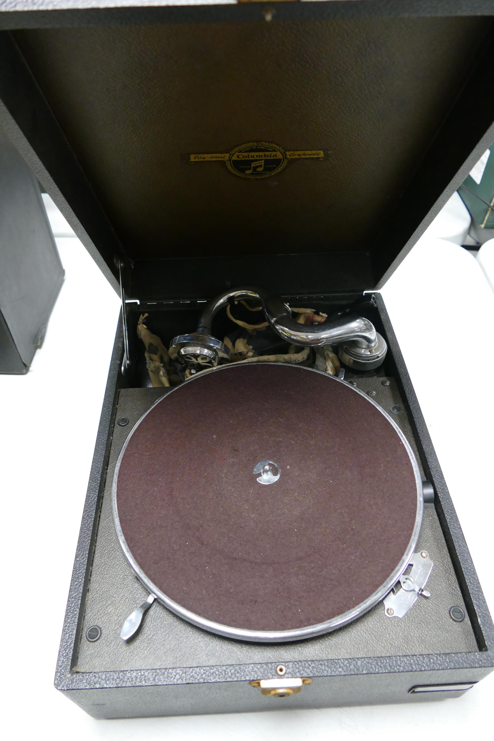 Columbia Branded Black Box Gramophone Player and 78's many BBC issue item noted - Image 2 of 2