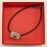 Butler & Wilson costume jewellery faux leather choker with silver effect diamante skull