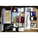 A collection of ladies costume jewellery including watches, Silver, brooches, earrings etc