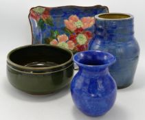 Royal Doulton Stoneware items including vases, bowl, floral platter etc, tallest 16cm(4)