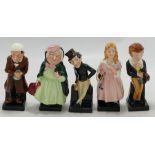 Roya Doulton small Dickens figures to include Sairy gamp, Scrooge , Jingle, little Nell and David