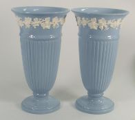 Wedgwood Queensware Pair Tall Vases, tiny chip noted to foot of one, height 27.5cm(2)