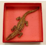 Butler & Wilson costume jewellery gold effect diamante articulated crocodile brooch