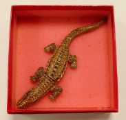 Butler & Wilson costume jewellery gold effect diamante articulated crocodile brooch