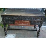 Victorian Carved Oak Desk, 114 x 59 x 77cm