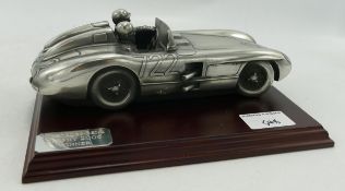 Heavy Metal Compulsion Giftware Model of Mercedes Racing Car, mounted as Trophy, length 22cm