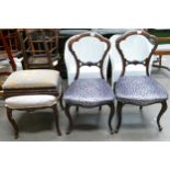 Victorian mahogany furniture to include pair of cabriole leg bar back dining chairs in leopard print