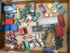 A large collection of Dinky , Spot On, Corgi & similar play worn model cars & vehicles