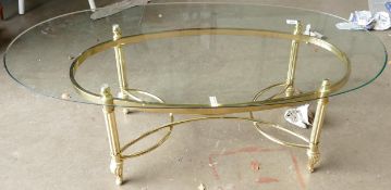 Brass & glass oval coffee table