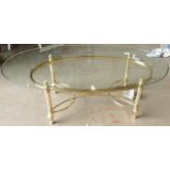 Brass & glass oval coffee table