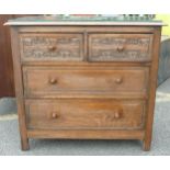 Victorian style foliate carved chest of 3 drawers