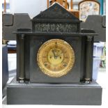 Large Slate Mantle Clock, length 34.5cm