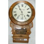 Henry Joyce Inlaid Drop Dial Wall Clock, height 70cm