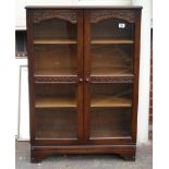 Glazed 2 Door Oak Bookcase, 76 x 109 x 30cm