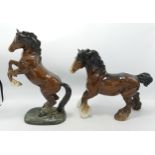 Beswick Cantering Shire 975 & Rearing Welsh Cob 1014(2)