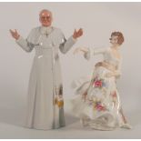 Royal Doulton figures His Holiness Pope John Paul II ( hand restored) and Hazel ( 2nds)