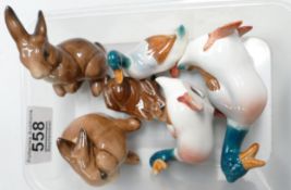 Three Beswick Rabbits & Three Beswick Ducks