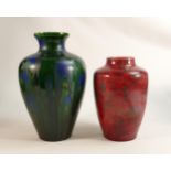 Minton Hollins Astra Ware Drip Glazed Vases, larger item with glaze production fault to foot & red