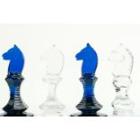 Royal Doulton crystal part chess set: Chip noted to white king, height of King 12.5cm