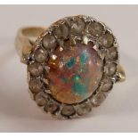 9ct gold opal style and white stone set ring size N/O, weight 8.4g.