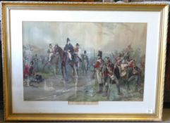 Large Framed Antique Hillinford Print Wellington at Waterloo (The Dawn of Day June 18th 1815), 77