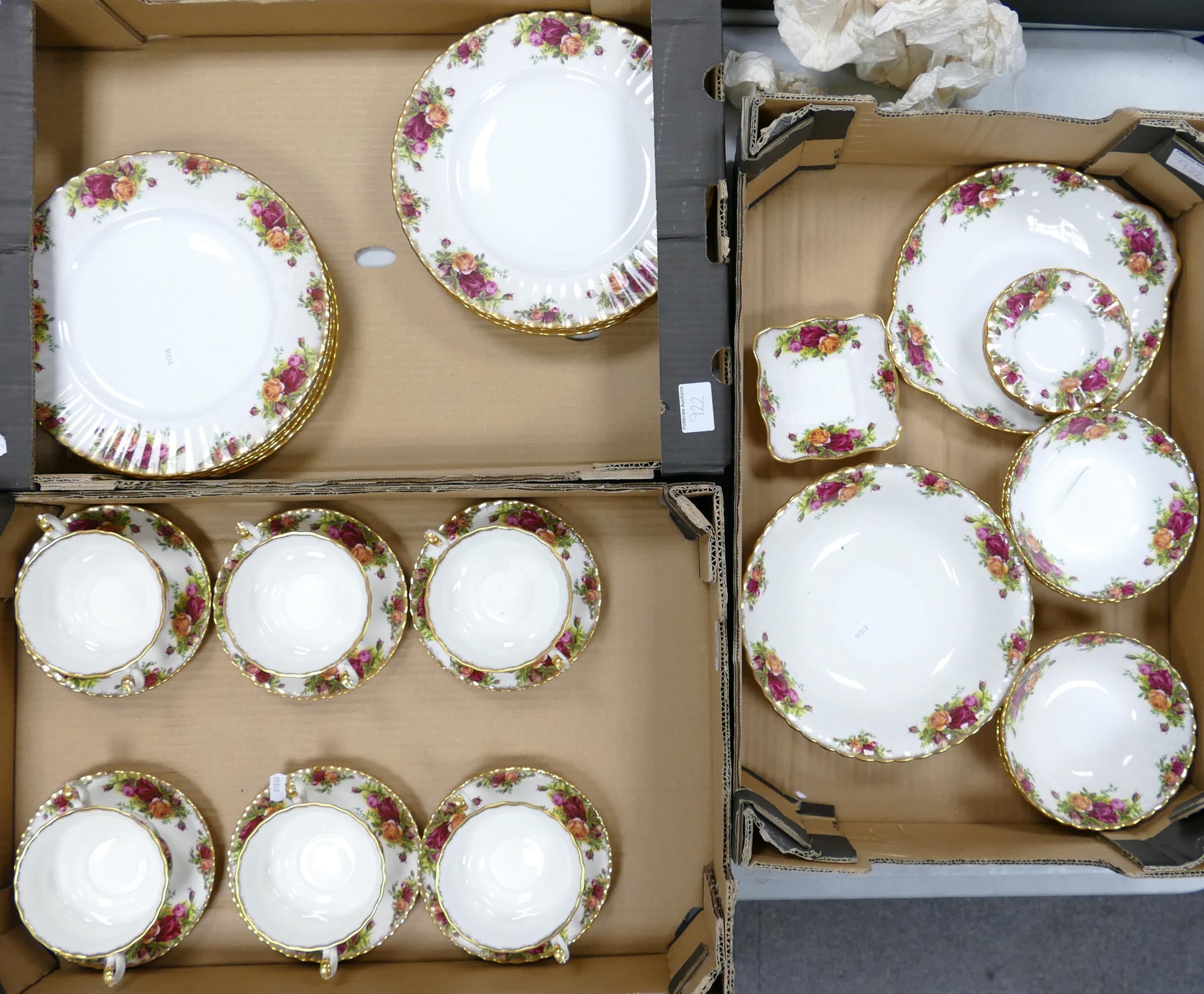 Royal Albert Old Country Rose Patterned Dinner ware including dinner plates, bowls, soup bowls &