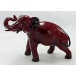 Royal Doulton Flambe Elephant with Truck in Salute, height 13.5cm