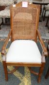 Edwardian mahogany & canework armchair