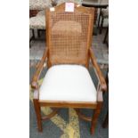 Edwardian mahogany & canework armchair