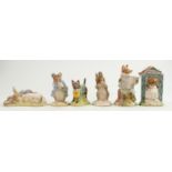 Royal Albert Beatrix Potter BP6 figures: Miss Dormouse, No More Twist, John Joiner, Peter in the