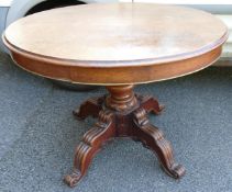 Early 20th Century Oak Drum Table with four drawers, diameter at widest 95cm, height 68cm