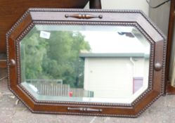 Oak Framed Bevel Edged Wall Mirror, length 68cm