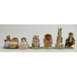 John Beswick BP11 Beatrix Potter figures: Hunca Munca, Johnny Town Mouse with bag, Jemima Puddle