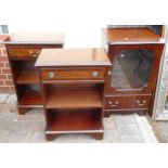 Pair of mahogany Georgian style cabinets, together with similar glazed hi-fi cabinet