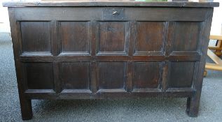 Antique Oak 10 Panel Large Coffer, 129 x 57 x 80cm