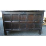 Antique Oak 10 Panel Large Coffer, 129 x 57 x 80cm