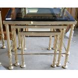 Brass & glass nest of 3 tables