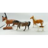 Beswick Damaged items to include ponies, large fox & foxhound (4)