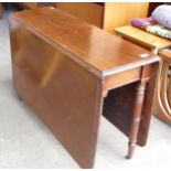 Regency mahogany drop leaf table, extended L105 x w152cm.