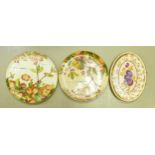 19th century Wedgwood earthenware wall chargers: One oval and a pair of round chargers, all