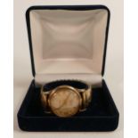 9ct gold Roamer 1950s gentleman's wristwatch with gold plated expandable strap.