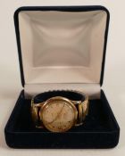 9ct gold Roamer 1950s gentleman's wristwatch with gold plated expandable strap.